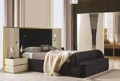 Schlafzimmer Set von 4tlg luxuriös Holz Möbel Elegant Schrank Nachttisch Hocker