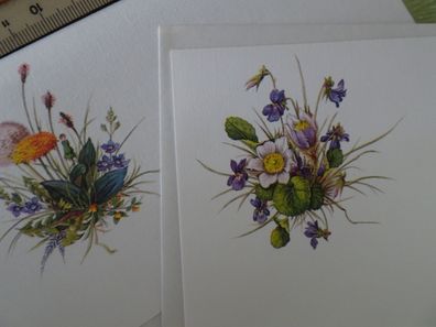 2 Grußkarten Wiesenblumen wie gemalt neutral ohne Text obp Obpacher Strukturkarton