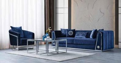 Sitzgarnitur Set Dreisitzer Sessel Luxus Designer Wohnzimmermöbel Stil
