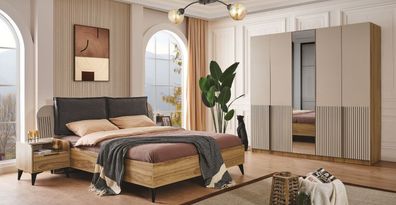 Schlafzimmer Set Design Modern Luxus Bett 2x Nachttische schrank 4tlg Neu