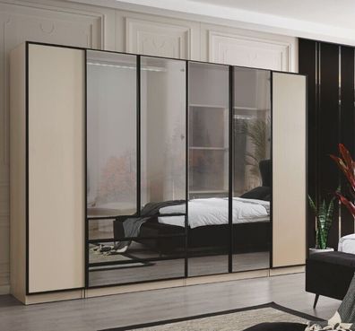 Moderne Möbel Schrank Schlafzimmer Luxus beige Kleiderschrank Glastüren