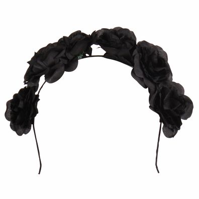 Kostüm Accessoires Haarreif schwarze Rosen Blütenhaarreif Halloween Karneval