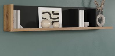 Wandregal Wandboard Bücherregal grau Eiche Wohn- und Esszimmer Regal 150 cm Synnax