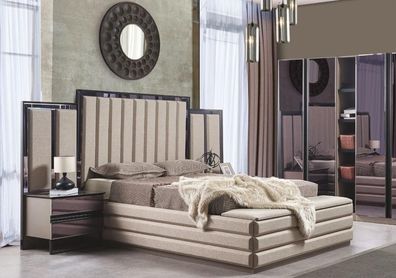 Stilvoll Schlafzimmer Set Bett und 2x Nachttische neu Luxus Holzmöbel