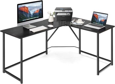Schreibtisch, L-förmiger Computertisch, Gaming Tisch mit runder Ecke