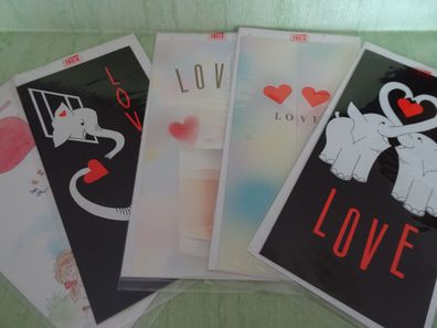 5 Grußkarten Love Liebe Herz Elefanten Freco Schweiz