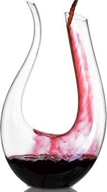 Weinkaraffe, 1,5-Liter-U-f?rmiges Kristallglas-Weinflaschenset, bleifreies