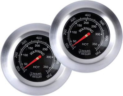 Edelstahl-Ofenthermometer, 2PCS Barbecue Smoker-Temperaturanzeige,