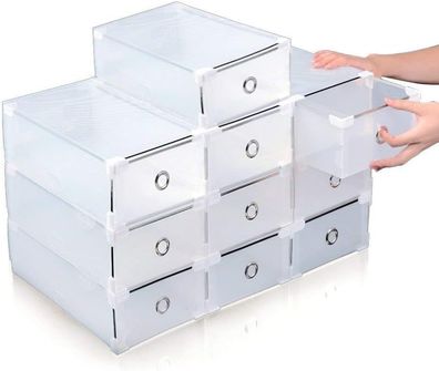 10X Schuhbox Schuhaufbewahrung Stapelbox Schuhablage mit Deckel Transparent