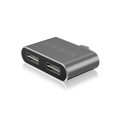 Icy Box Typ-C Dockingstation 2x USB Adapter Hub Plug & Play Aluminium Gehäuse