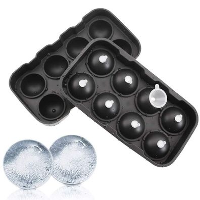 8 Loch Eisballform aus Silikon Runde Eiswürfelform mit acht Gittern Mit