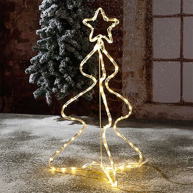 LED Weihnachtsbaum mit Stern warmweiß 80 LED's Aussenbeleuchtung 76x45cm