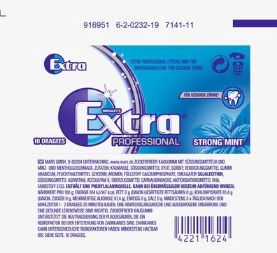 Wrigley´s EXTRA® Prof. Strong Mint 30 x 10 ST.