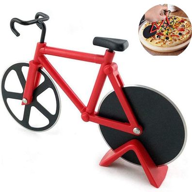 Rot Pizzaschneider Fahrrad Pizza Cutter rostfreier Stahl Antihaft-Beschichtung