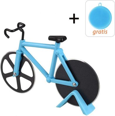 Blau Pizzaschneider Fahrrad Pizza Cutter rostfreier Stahl Antihaft-Beschichtung