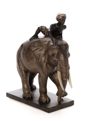 Skulptur Elefant mit Reiter antik Stil Figur Indien Orient Afrika