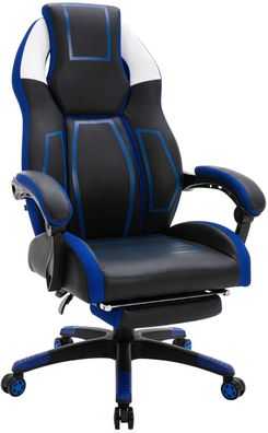Gaming Stuhl 120kg belastbar schwarz/ blau Zockersessel Gamer Bürostuhl Drehstuhl