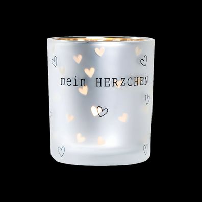 Glas-Windlicht - Gilde Teelichthalter mein Herzchen - Glas Deko Wohndeko Motiv - für