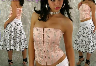 Sexy Miss Damen Corsage Steinchen Stickerei silber rosa S 34 Glanz