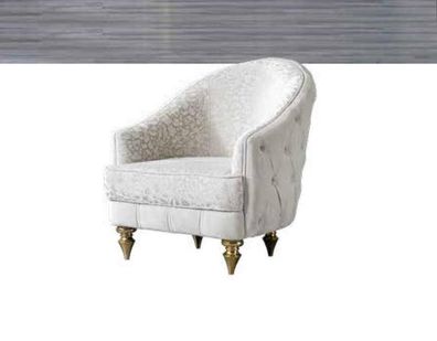 Chesterfield Einzelsessel Sessel Sitzpolster weicher Textilstoff Weiß