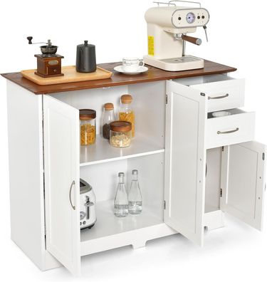 Sideboard Küchenschrank Weiß, Kücheninsel mit Arbeitsplatte 100×40cm Buffetschrank