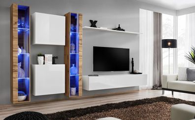 Weiß TV-Ständer Wohnwand Wandschrank Design Wohnzimmermöbel Luxus Sideboard