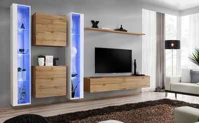 Wohnzimmermöbel Wandschrank TV-Ständer Braun Sideboard Komplett Einrichtung
