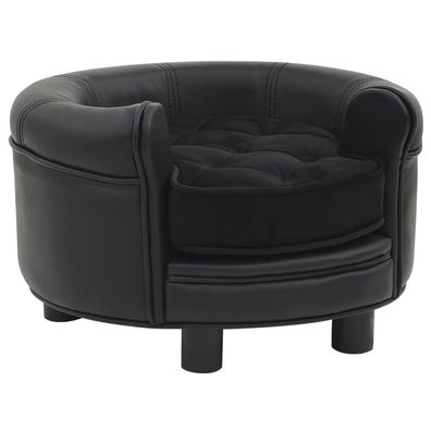 vidaXL Hundesofa Schwarz 48x48x32 cm Plüsch und Kunstleder