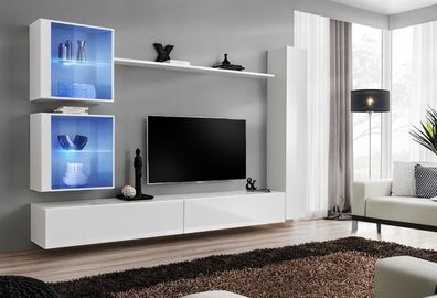 Weiß Wohnwand Luxus Wandschrank Komplett Sideboard TV-Ständer Modern Design Neu
