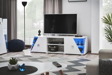 Wohnwand TV Ständer Holz Luxus Modern Möbel Weiß Wohnzimmer Neu