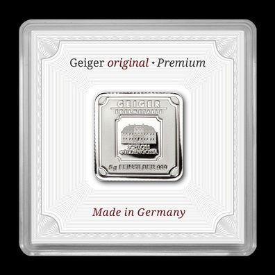 Silberbarren Geiger Original 5 Gramm Edelmetalle 999 Silber in Box zertifiziert