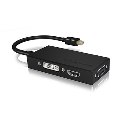 Icy Box 3in1 Mini DisplayPort™ Adapter HDMI DVI VGA 4K@30Hz Video (IB-AC1032)