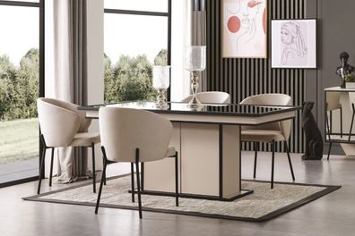 Modern Esszimmer Set Esstisch und 4x Stuhle Luxus Holz Möbel 5tlg