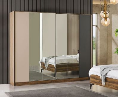 Schlafzimmer Luxus Kleiderschrank Spiegel Holz Design Schrank Modern Möbel
