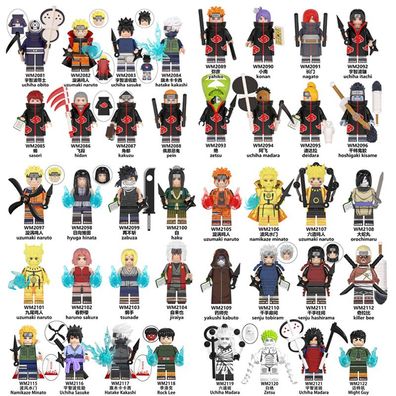 Naruto Minifiguren-Bausteine ??Uzumaki Naruto Uchiha mit unterer Flagge aus Holz Kaka