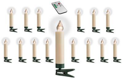 LED Kerzen Weihnachtsbaum kabellos 15 Stück creme Fernbedienung Timer Dimmer