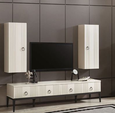 Esszimmer set 3tlg Sideboard und 2x Spiegel Luxus Möbel Modern set Holz