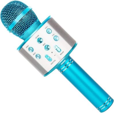 Bluetooth drahtloses Karaoke-Mikrofon mit mehrfarbiger LED, Blau