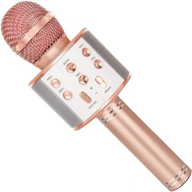 Bluetooth drahtloses Karaoke-Mikrofon mit mehrfarbiger LED, Roségold