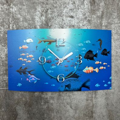 Fische im Meer Designer Wanduhr modernes Wanduhren Design leise kein ticken dixtim...
