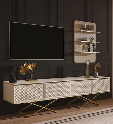 Luxus Wohnzimmer Set TV Ständer und Wandschrank Stilvoll Holzmöbel neu