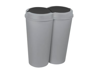 Duo Bin Abfalleimer 50l Müll Abfall Eimer 2x 25l Müllbehälter Mülltrennung grau