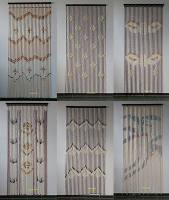 Perlholz Türvorhang Dekorationsvorhang Raumteiler Vorhang 90x200 mit Holzleiste