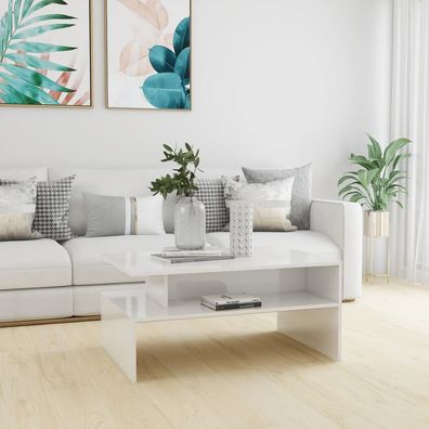 vidaXL Couchtisch Hochglanz-Weiß 90x60x42,5 cm Holzwerkstoff