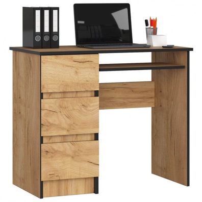 Schreibtisch A6 LINKS EICHE CRAFT Kleiner Schreibtisch mit 4 Schubladen