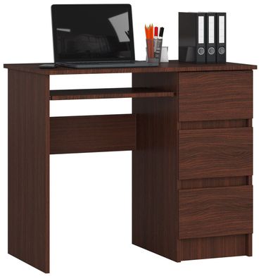Schreibtisch A6 RIGHT WENGE Kleiner Schreibtisch mit 4 Schubladen