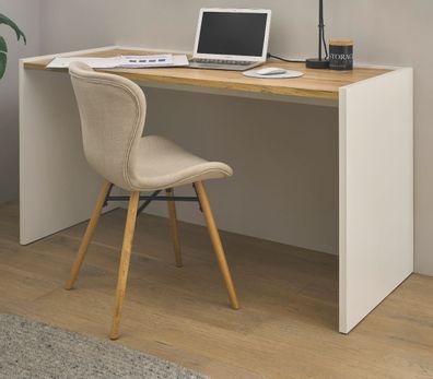 Schreibtisch Computertisch Homeoffice Büro Arbeitstisch weiß und Eiche Center 143 cm
