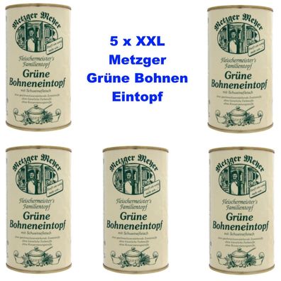 Grüne Bohneneintopf XXL - 5 x 1160 Gramm - Metzger Qualität mit Schweinefleisch