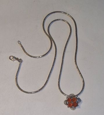 Halskette 925 Silber FZ Schlange antik Anhänger leuchtend Kyanite Orange selten