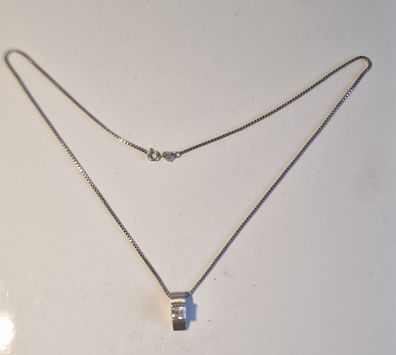 Halskette 835 Silber Venezianer Anhänger 925 Silber Krone Antikschliff Zirkonia